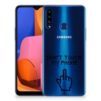 Samsung Galaxy A20s Silicone-hoesje Finger Don't Touch My Phone - thumbnail