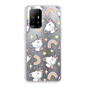Rainbow Unicorn: Oppo A94 5G Transparant Hoesje