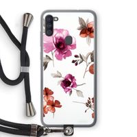 Geschilderde bloemen: Samsung Galaxy A11 Transparant Hoesje met koord