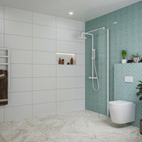 Fortifura Galeria inloopdouche - 30x200cm - helder glas - wandarm - mat wit SW797909/SW797906