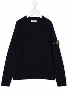 Stone Island Junior pull en maille nervurée à motif Compass - Bleu