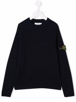 Stone Island Junior pull en maille nervurée à motif Compass - Bleu - thumbnail