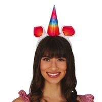Fiestas Verkleed haarband Unicorn/eenhoorn - regenboog gekleurd - meisjes/dames   - - thumbnail