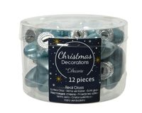 Ster glas l2b4.5h4 cm blauw 12st kerst - Decoris