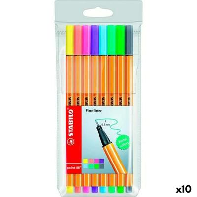 Set Viltstiften Stabilo Point 88 Multicolour (10 Stuks)