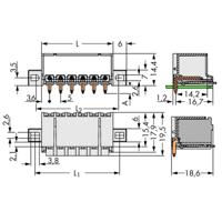 WAGO 2092-1423/005-000 Male behuizing (board) 2092 Totaal aantal polen: 3 Rastermaat: 5 mm Inhoud: 200 stuk(s)