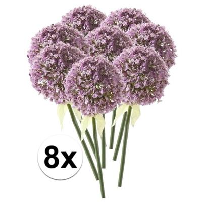 Kunstbloem - 8x - Sierui / Allium - lila paars - steel van 70 cm