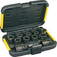 DeWalt Accessoires doppenset 17-delig (6,8,10,11,12,13,14,16,17,18,19,20,21,22,24,27mm & 1/4" naar 1/2" adapter) - dt7506-qz