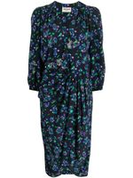 Zadig&Voltaire robe mi-longue drapée à fleurs - Bleu