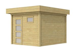 Blokhut Tapuit 300x300 cm - Groen geïmpregneerd- Plat dak- Geïmpregneerd vurenhout- Woodvision