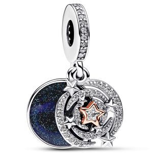 Pandora 782975C01 Hangbedel Two-tone Shooting Star zilver-emaille-zirconia zilver-en rosekleurig-blauw