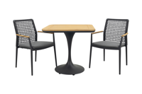 Lumino/Toscara stapelbare bistroset 80x80 cm. - Antraciet/Teak