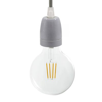 Porselein E27 fitting modern glad met trekontlaster