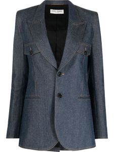 Saint Laurent blazer en jean à simple boutonnage - Bleu