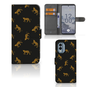 Telefoonhoesje met Pasjes voor Nokia X30 Leopards