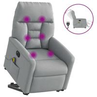 Sta-op-massagestoel elektrisch verstelbaar stof lichtgrijs