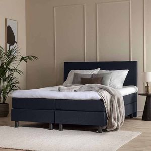 1-Persoons Boxspring Julia Comfort - Zwart/ Blauw/ Groen/ Grijs/ Antraciet/ Beige 90x210 cm - Pocketvering - Inclusief Topper - Dekbed-Discounter.nl