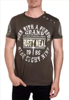RustyNeal - Heren T-shirt - Kaki - Knopen