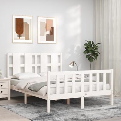Bedframe zonder matras massief grenenhout wit 140x200 cm