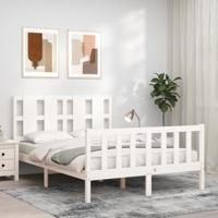 Bedframe zonder matras massief grenenhout wit 140x200 cm
