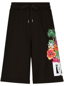 Dolce & Gabbana short de sport à fleurs - Noir