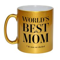 Gouden Worlds best mom cadeau koffiemok / theebeker 330 ml - Cadeau mokken   -