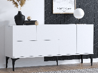 Dressoir GLISIANNE 5 deuren wit/zwart