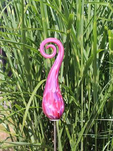 Tuinprikker glas boog mini roze 107-M