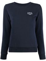 A.P.C. sweat en coton Skye à logo brodé - Bleu - thumbnail