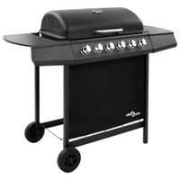 Gasbarbecue met 6 branders zwart - thumbnail