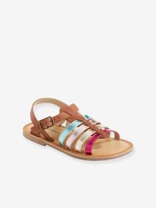 Leren sandalen met gespen voor meisjes camel