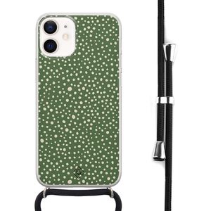 iPhone 12 mini hoesje met koord - Green dots