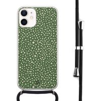 iPhone 12 mini hoesje met koord - Green dots - thumbnail