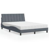 Bed met matras "Hanko" fluweel donkergrijs 140x200 cm
