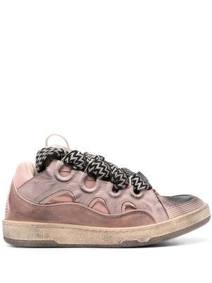 Lanvin baskets Curb en cuir à semelle épaisse - Rose