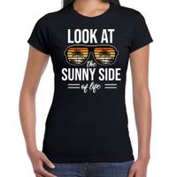 Sunny side feest t-shirt / shirt look at the sunny side of life zwart voor dames