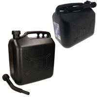 2x stuks jerrycans 10 en 20 liter zwart voor brandstof - thumbnail