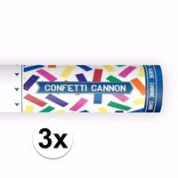 Confetti papier kanonnen - 3x - kleuren mix - 20 cm - Partyshooter - Feestartikelen
