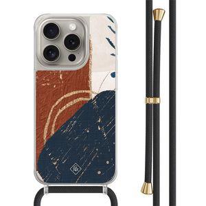 iPhone 15 Pro hoesje met zwart koord - Abstract terracotta