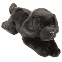 Pluche knuffeldier hond - zwarte labrador - 30 cm - huisdieren thema