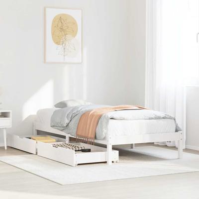 Bedframe zonder matras massief grenenhout wit 90x200 cm