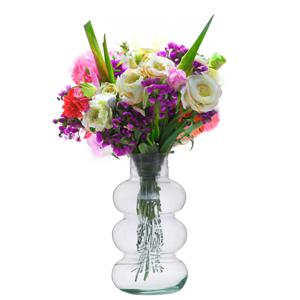 Giftdecor Bloemenvaas Bubble - luxe deco glas - helder transparant - D21 x H35 cm - sierlijk vaas