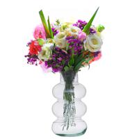 Giftdecor Bloemenvaas Bubble - luxe deco glas - helder transparant - D21 x H35 cm - sierlijk vaas