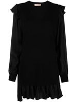 TWINSET robe courte volantée à manches longues - Noir