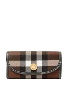 Burberry portefeuille en cuir à carreaux - Marron