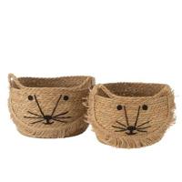 J-Line Set Van 2 Manden Kitty Riet Naturel|Zwart