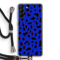 Blue Leopard: Samsung Galaxy S21 Plus Transparant Hoesje met koord
