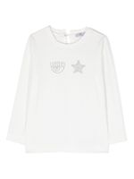 Chiara Ferragni Kids sweat en coton à logo strassé - Blanc - thumbnail