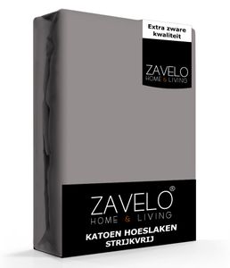 Zavelo Hoeslaken Katoen Strijkvrij Grijs-Twijfelaar (120x200 cm)