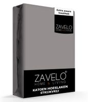 Zavelo Hoeslaken Katoen Strijkvrij Grijs-1-persoons (90x220 cm)